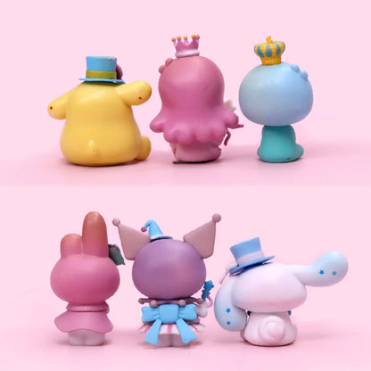 6Pcs/Set Sanrio Toys My Melody Kuromi Anime Figures Cinnamoroll Kawaii Doll Cute Action figure Christmas Gifts for Children
