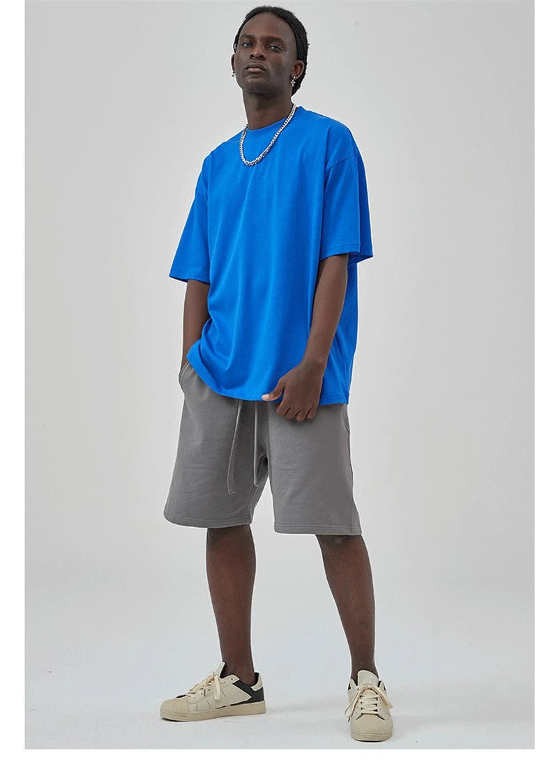 ZODF 2025 Spring Summer Men Solid 100% Cotton T-Shirts Unisex Women Loose 230gsm Noshrink Basic T Shirt Brand Tops HY0151