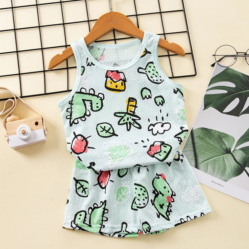 Toddler Baby Boy Pajamas Cotton Sets for Girls 0 to 1 2 3 4 5 6 7 8 9 Years Summer Children Pyjama Short Sleeveless Kids Pijamas