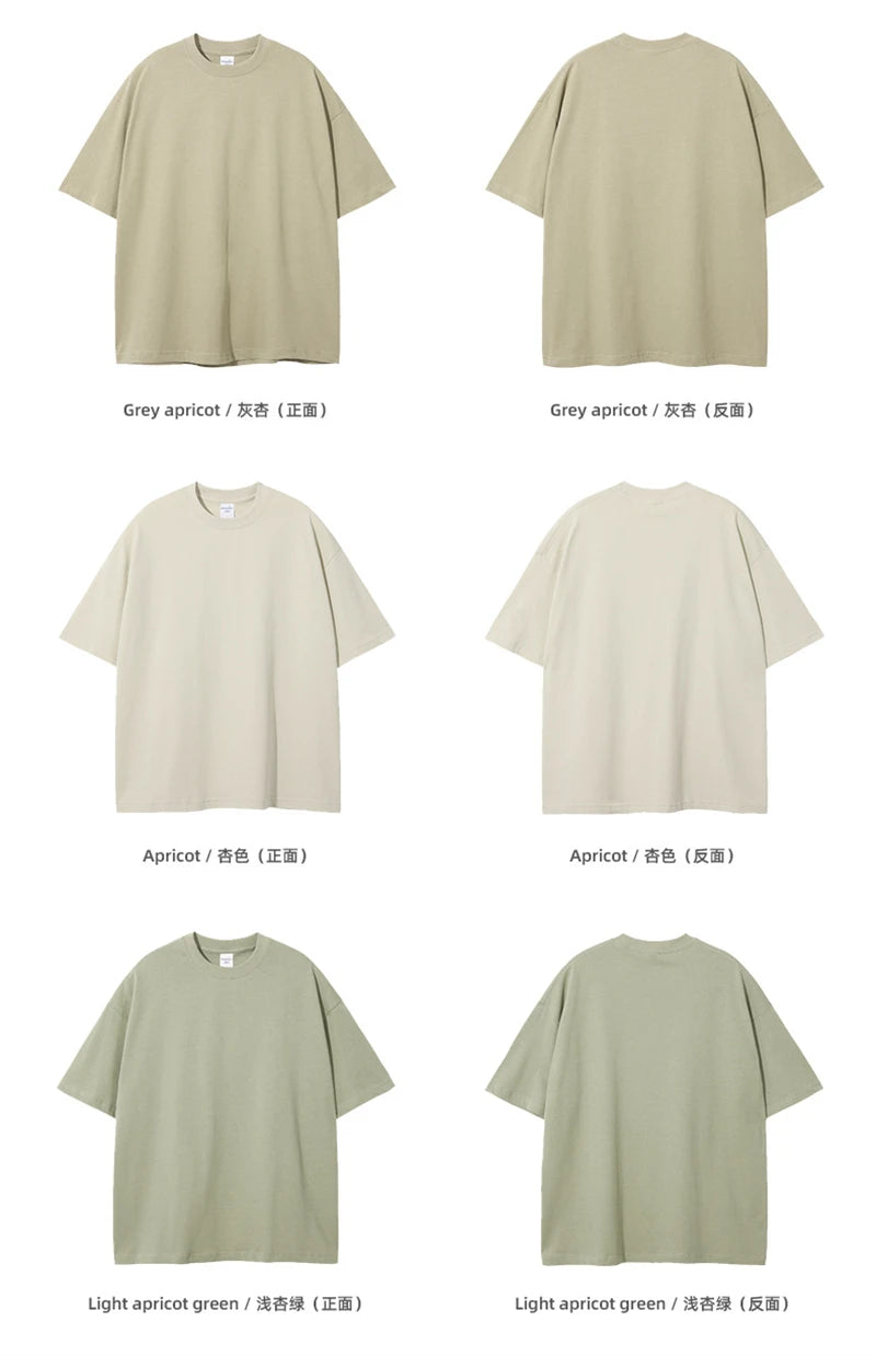 ZODF 2025 Spring Summer Men Solid 100% Cotton T-Shirts Unisex Women Loose 230gsm Noshrink Basic T Shirt Brand Tops HY0151