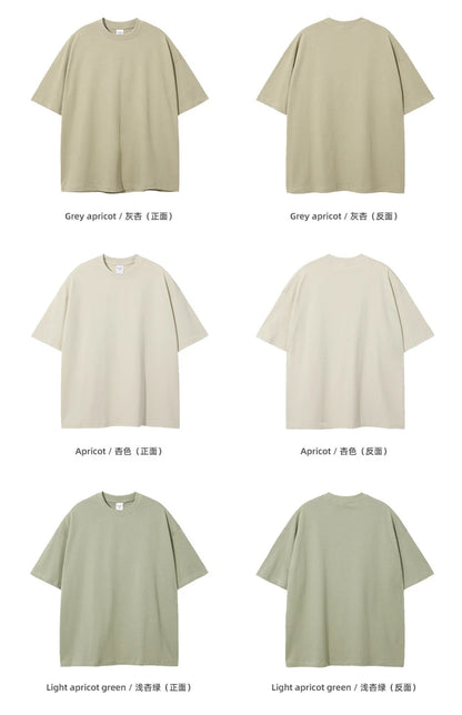 ZODF 2025 Spring Summer Men Solid 100% Cotton T-Shirts Unisex Women Loose 230gsm Noshrink Basic T Shirt Brand Tops HY0151