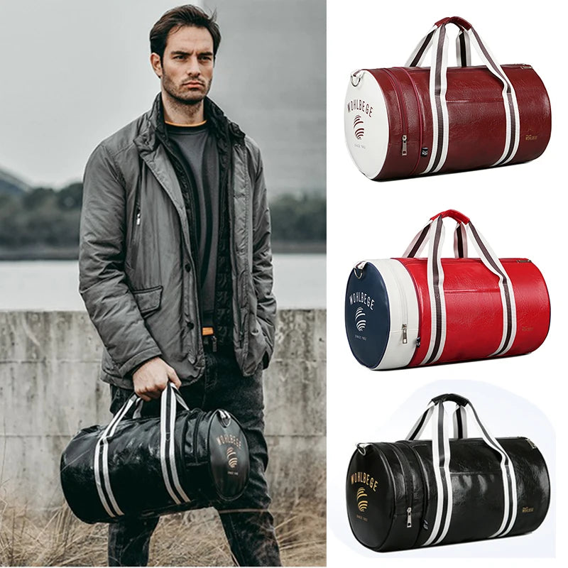 The Codex PU Leather Gym Bag Travel Tote Duffle for Men Sports Fitness Business Casual Weekend Outdoor Shoulder Handbag