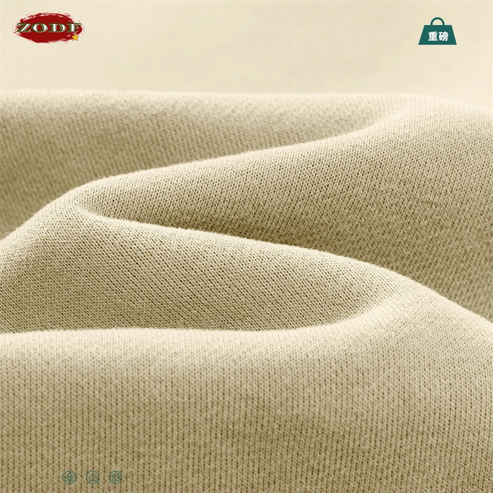 ZODF 2024 Winter Men 345gsm Fleece Sweatshirts Unisex Women Casual Loose Warm Solid O-Neck Pullovers Streetwears HY0865