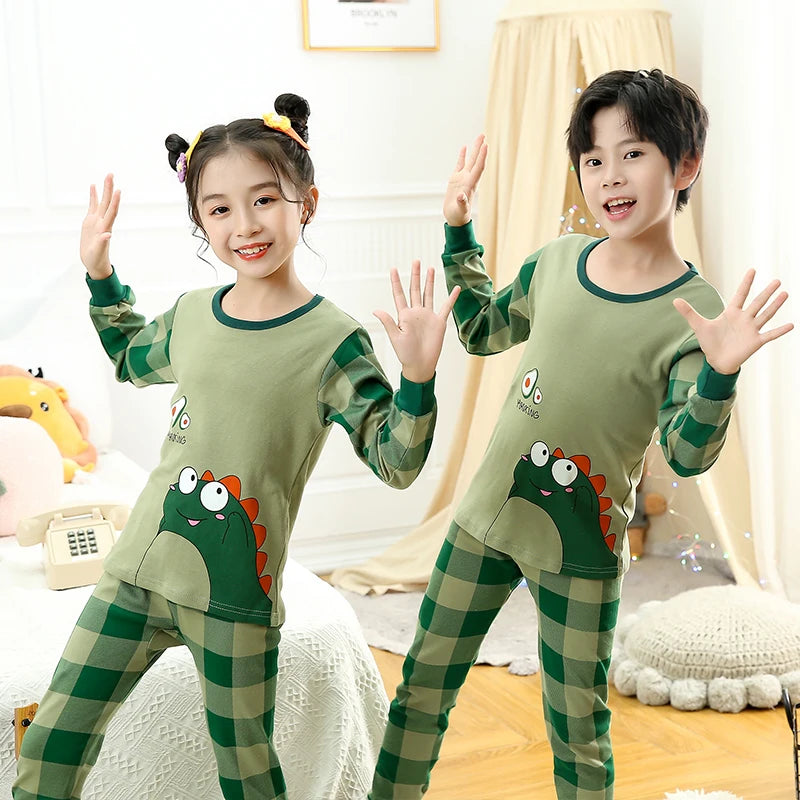 Toddler Girl Sleepwear Cotton Sets Funny Cartoon Winter Long Sleeve Kids Pajamas Girls Red Rabbit Pyjama 2 to 4 6 8 10 12 Years