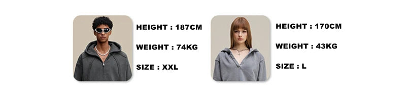 ZODF Winter Men’s 345gsm Loose Fit Fleece Sweatshirt Unisex Casual Boxy Warm Half Turtleneck Pullover HY1181