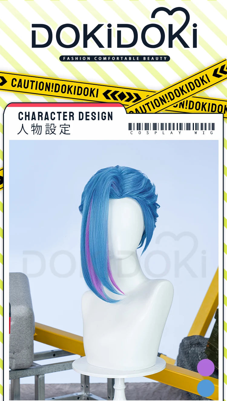 IN STOCK Jinxx Wig Game DokiDoki-R Women 38cm Hair Jinxx Cosplay Mask Tattoo Necklace Nails Bun Wig Luminous Ball Free Cap