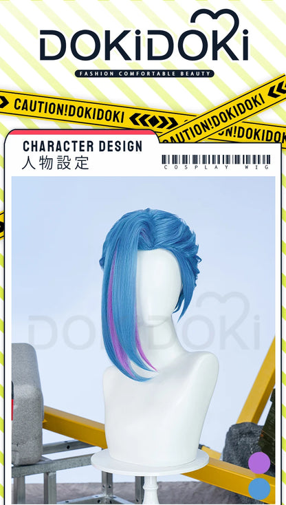 IN STOCK Jinxx Wig Game DokiDoki-R Women 38cm Hair Jinxx Cosplay Mask Tattoo Necklace Nails Bun Wig Luminous Ball Free Cap