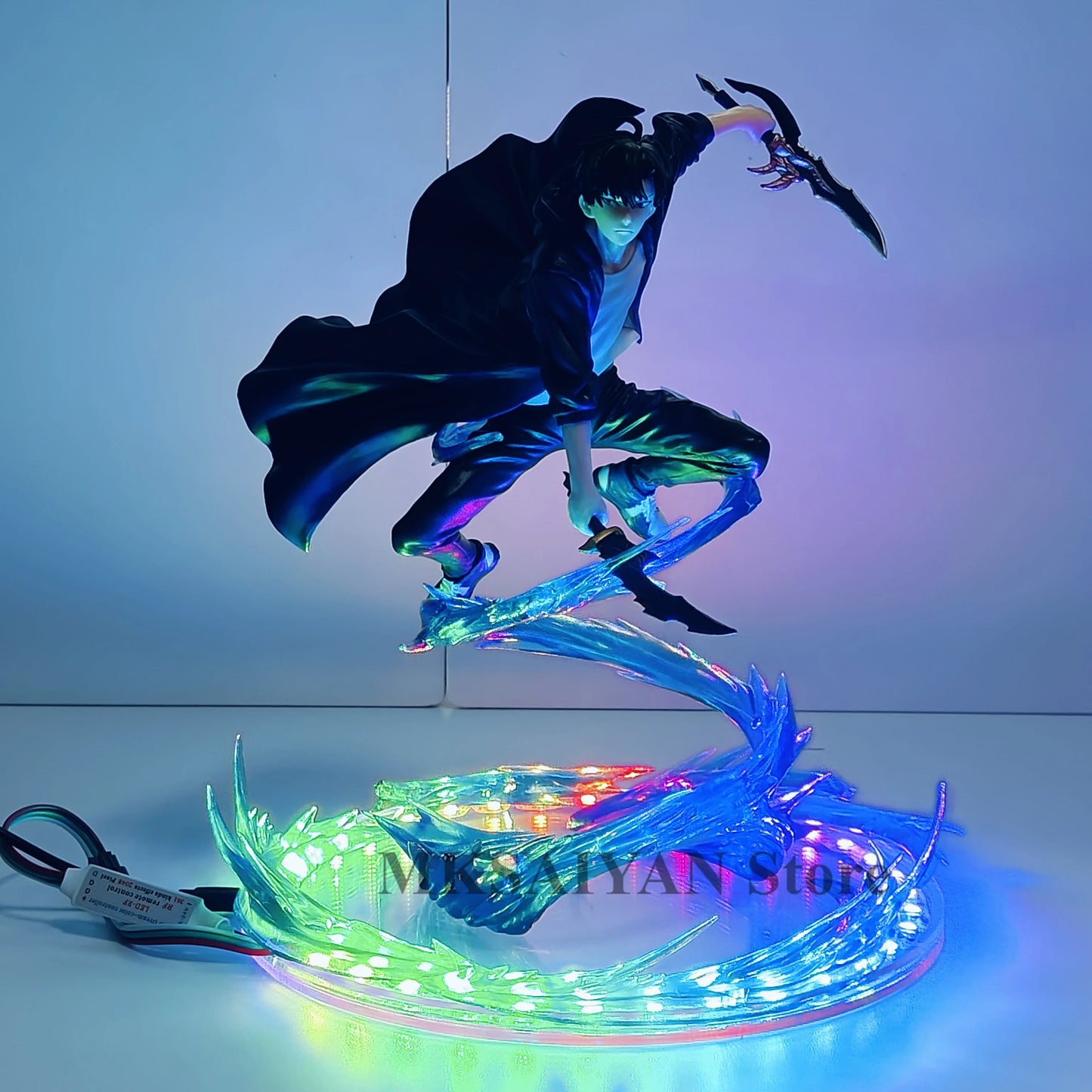 Solo Leveling Sung Jinwoo Action Figure Toys 3D Vortex Effection Anime Light PVC Model Collection Status Room Decor. Doll