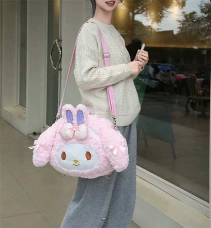 Sanrio Cinnamoroll Shoulder Bag Multipurpose Handbag Kawaii Backpack Messenger Bag Plush Bag My Melody Sweet Piano Lolita Bag