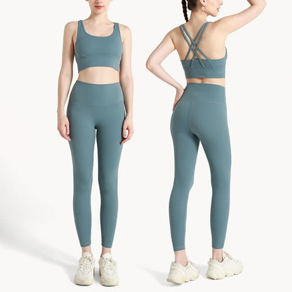 2024 Women’s 2 Piece Yoga Tracksuit Quick Dry Breathable Fitness Set Sports Bra and Leggings - Forest Green / XL