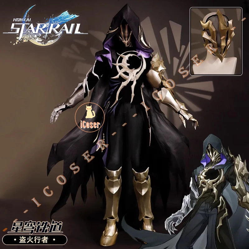 iCoser Honkai Star Rail Flame Reaver Cosplay Costume Uniform Cloak Ember Raider Mask Festival Halloween Party for Women Girls