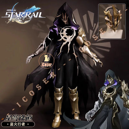iCoser Honkai Star Rail Flame Reaver Cosplay Costume Uniform Cloak Ember Raider Mask Festival Halloween Party for Women Girls
