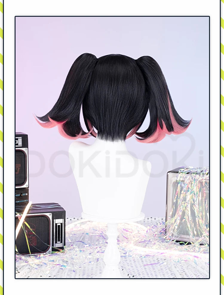 Virtual Idol Cosplay Wig Game Zenless Zone Zero Cosplay DokiDoki Women 40cm Cute Black Pink Short Wig ZZZ Cosplay Free Wig Cap