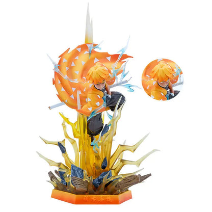 Demon Slayer Figure Agatsuma Zenitsu Double-Headed Luminescable Action Figurine Decoration Model Toys Gift 35cm Anime Statue Pv