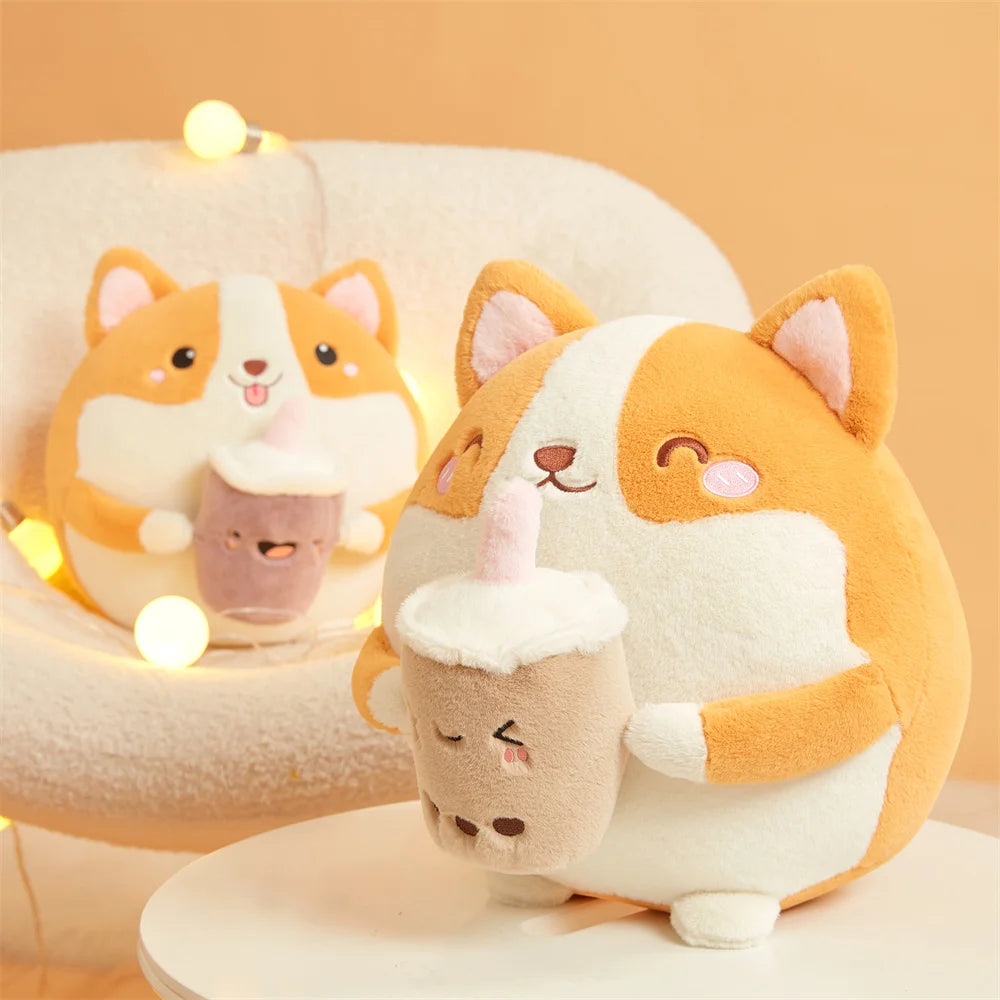 ZU New Arrival Kawaii Stuffed Animal Strawberry Cow Popcorn Cat Plushies Doll Huggable Fat Big Hug Pillow Sofa Bed Decor Cushion