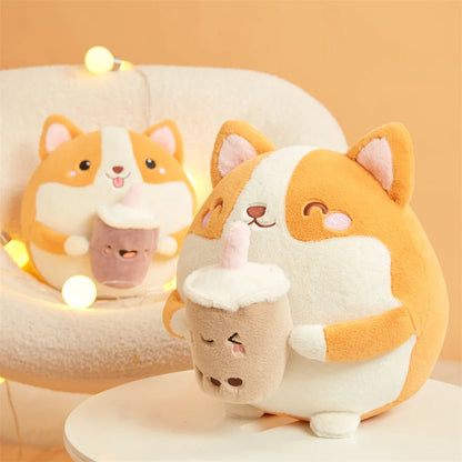 ZU New Arrival Kawaii Stuffed Animal Strawberry Cow Popcorn Cat Plushies Doll Huggable Fat Big Hug Pillow Sofa Bed Decor Cushion