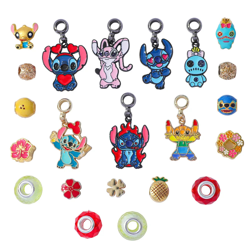 New Disney Stitch  24-Grid Christmas Countdown Calendar Blind Box - Alloy Bracelet Gift Set For Halloween & Xmas