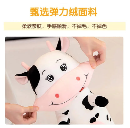 70cm-100cm Lovely Creative Milk Cow Plush Pillow Toys Soft Stuffed Cartoon Animal Cattle Doll Bedroom Sleeping Pillow Cushion