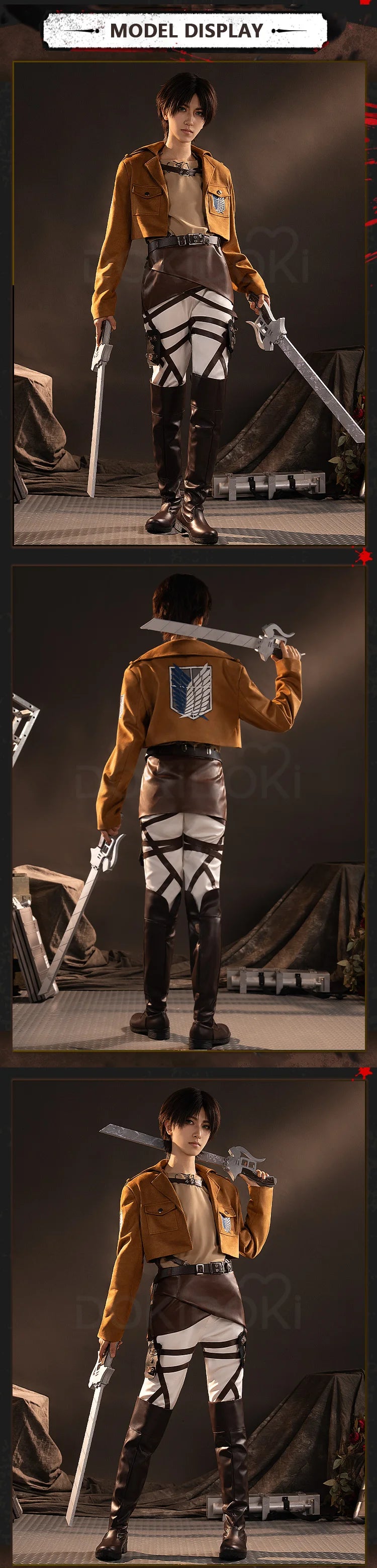 IN STOCK Erenn Mikasaa Levii Hangee Arminn Cosplay Costume Anime【S-3XL】DokiDoki-R Women Men Leather Plus size