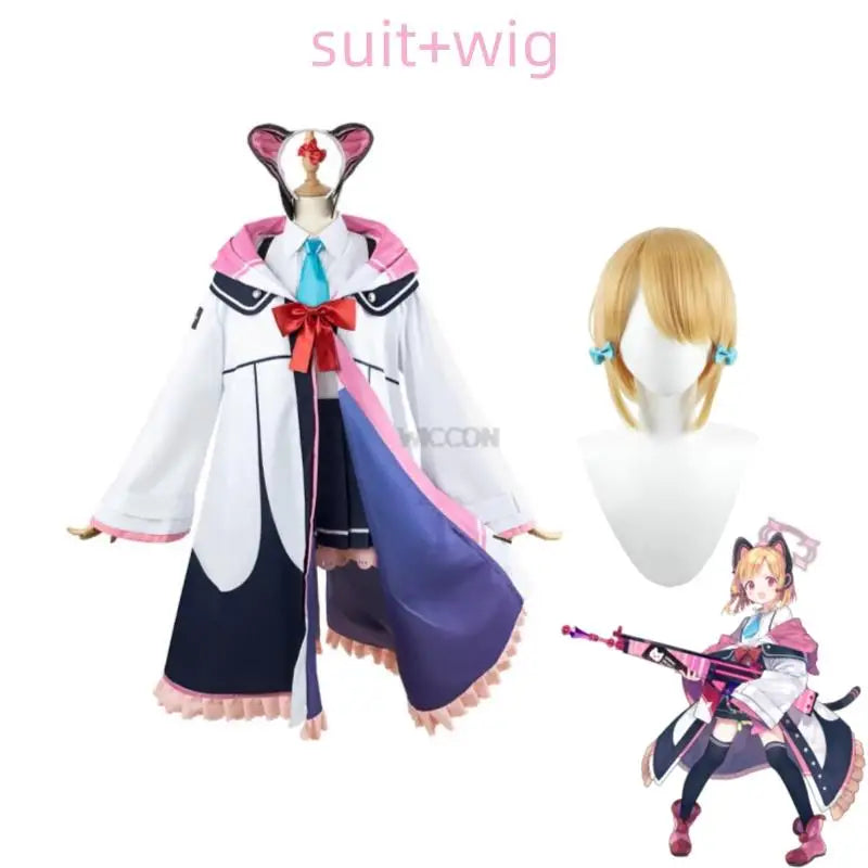 Blue Archive Saiba Momoi Cosplay Costume Set Polyester Asian Size