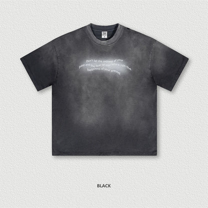 ZODF Summer High Street Printing T-Shirts For Men Unisex Retro Washed 250gsm Ripped Cotton T Shirt Brand Tops HY0858