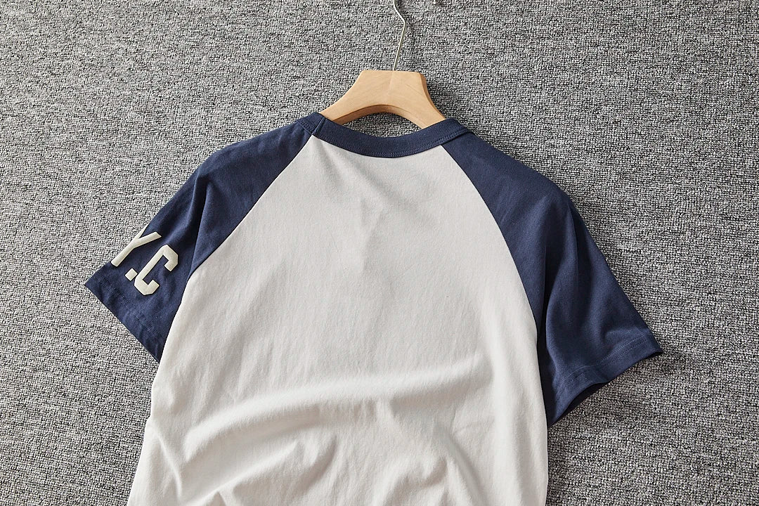 Summer New American Retro Short-sleeved O-neck Letter Printed T-shirt Men's Fashion Simple 100% Cotton Washed Casual Sport Tops