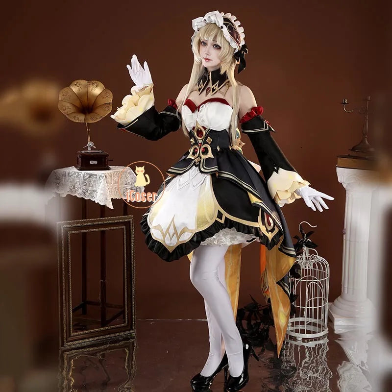 Genshin Impact Sandrone Cosplay Costume Wig Marionette Dress Headwear Eleven Fatui Harbingers Halloween Women Girls Role Play