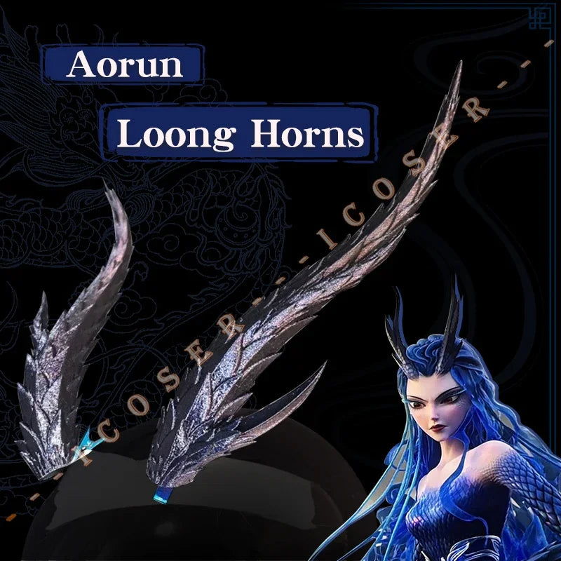 Anime Movies Nezha 2 Ao Run Cosplay Loong Horns Headwear Props Accessory Nezha Mo Tong Nao Hai Halloween Party for Women Gifts