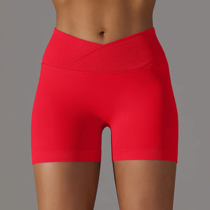 The Codex Summer V-Waist Peach Hip Lifting High Waist Seamless Yoga Shorts Tight Fitting Three Part Running Pants Speed
