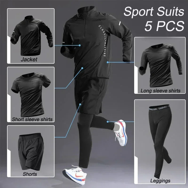The Codex Sport Men’s Quick Dry Workout Jacket and Jogging Pants Set 1-5 Pcs Fitness Running Sportswear Track Suit