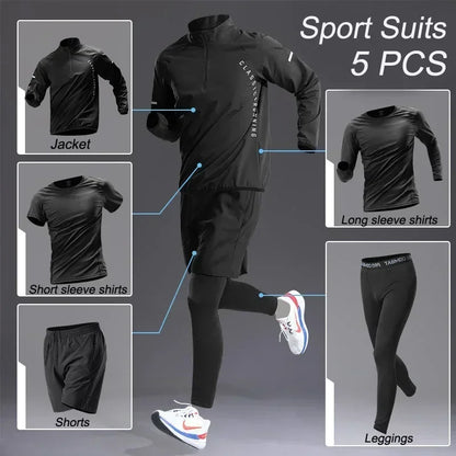 The Codex Sport Men’s Quick Dry Workout Jacket and Jogging Pants Set 1-5 Pcs Fitness Running Sportswear Track Suit