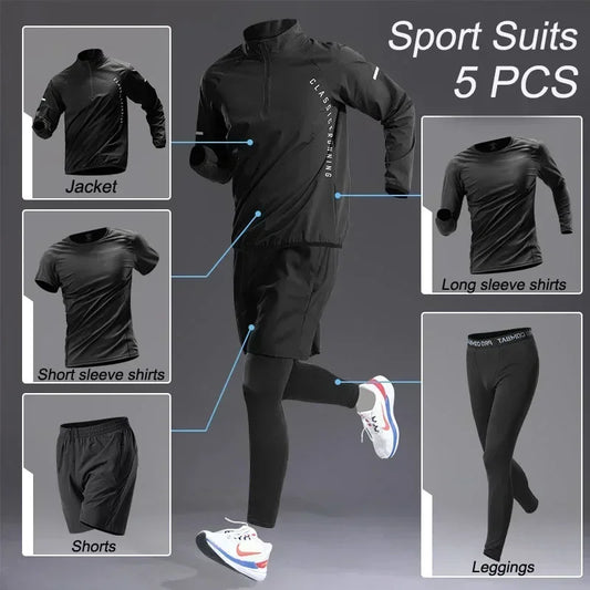 The Codex Sport Men’s Quick Dry Workout Jacket and Jogging Pants Set 1-5 Pcs Fitness Running Sportswear Track Suit