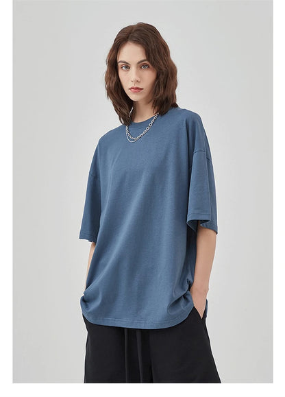 ZODF 2025 Spring Summer Men Solid 100% Cotton T-Shirts Unisex Women Loose 230gsm Noshrink Basic T Shirt Brand Tops HY0151