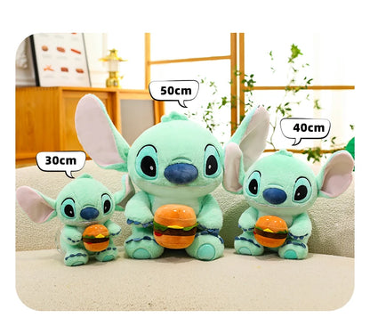 New 30/50cm Disney Kawaii Burger Stitch Plush Toy Cartoon Anime Needle Cute Sleeping Pillow Plush Doll Girl Holiday Gift
