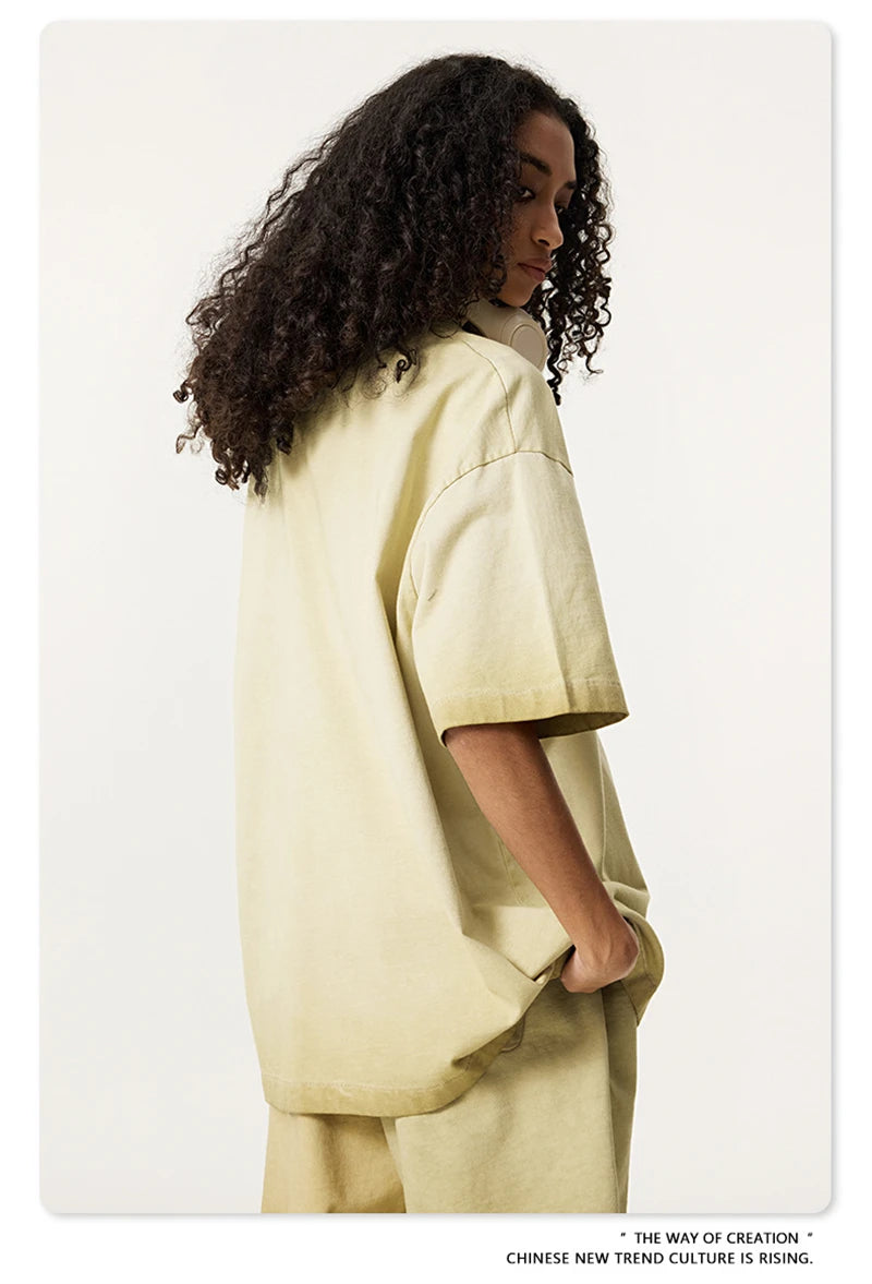 ZODF 2025 Summer Washed 275gsm Solid Cotton T-shirt For Men Unisex Oversized Short Sleeve T Shits Brand Tops HY0981