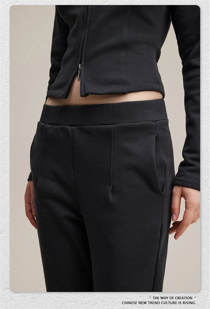 ZODF Women 2025 Autumn Sport Style Flared Pants Girls Female Mousse Muscle Sole Slimming Micro Yoga Trousers HY1095