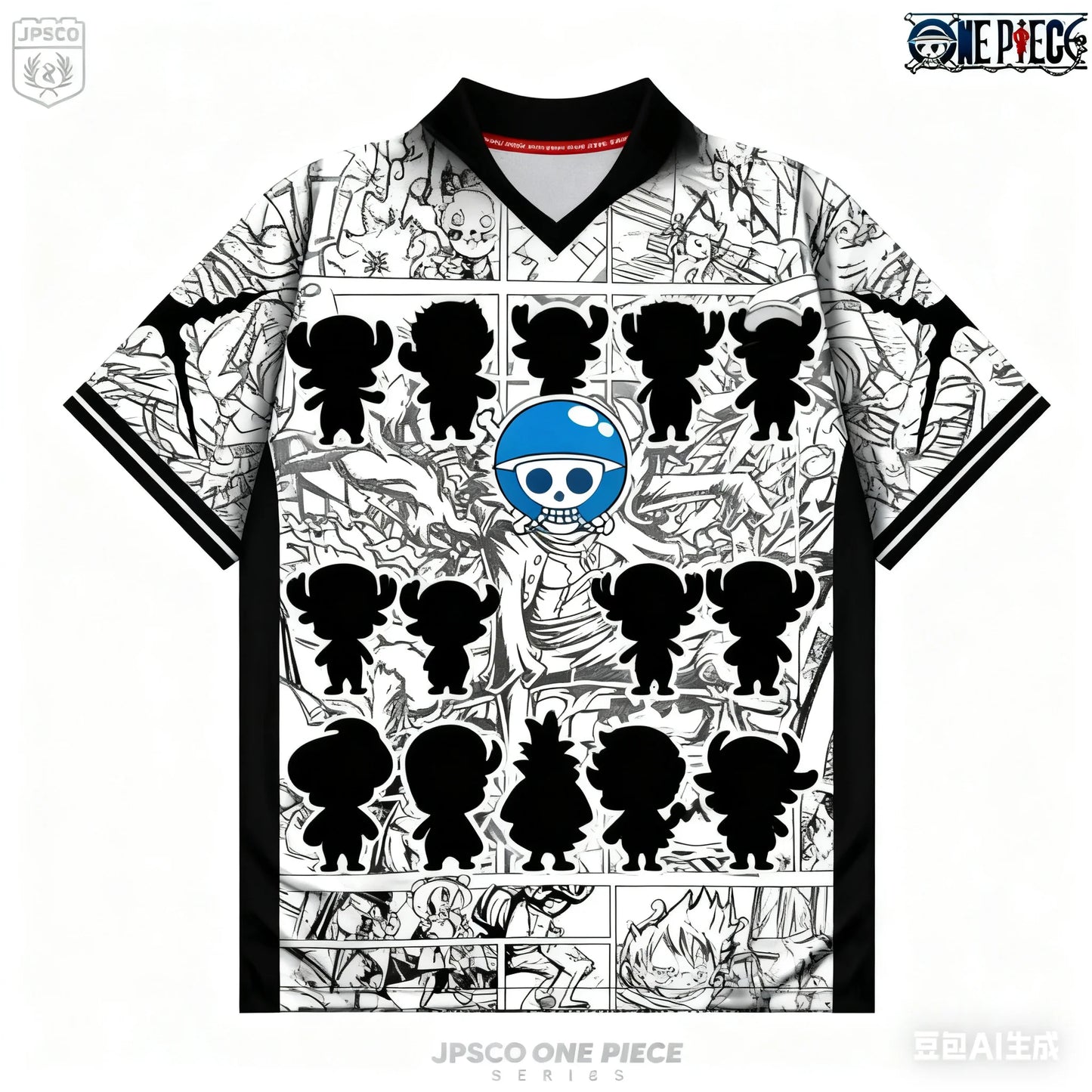 2526 New Bandai Anime One Piece Luffy Summer Jersey T-shirt Oversized 3D Adult and Children's Multifunctional Top Christmas