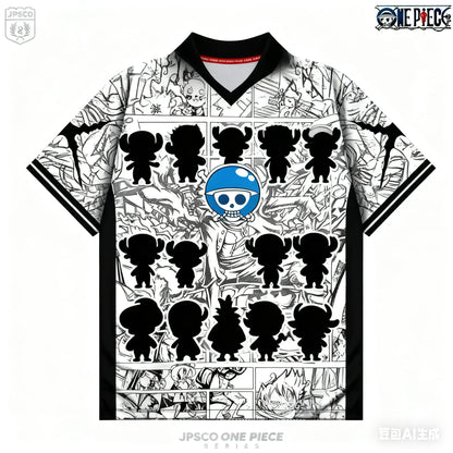 2526 New Bandai Anime One Piece Luffy Summer Jersey T-shirt Oversized 3D Adult and Children's Multifunctional Top Christmas