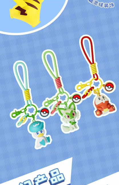 Genuine Pokemon Keychain Pikachu Gengar Sylveon Sprigatito Quaxly Fuecoco Anime Action Figure Toy Keyring Fragrance Pendant Gift