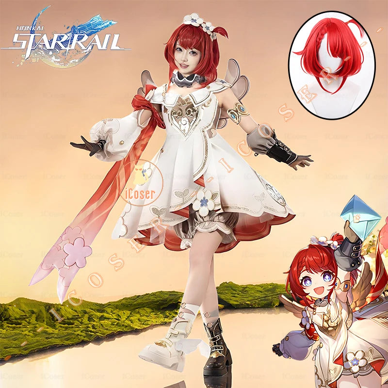 Honkai Star Rail Tribbie Cosplay Costume Wig Dress Uniform Headwear Wings Halloween Party Women Girls Carnival Role Play Props