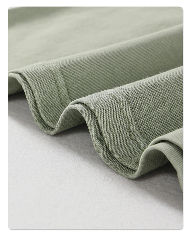 ZODF New Spring Summer Washed Cotton Solid T Shirts For Men Unisex High Street Loose Edge Oversized Noshrink T-Shirt Tee HY0465