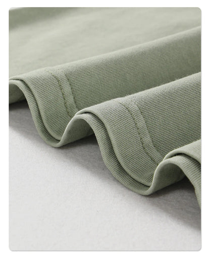 ZODF New Spring Summer Washed Cotton Solid T Shirts For Men Unisex High Street Loose Edge Oversized Noshrink T-Shirt Tee HY0465