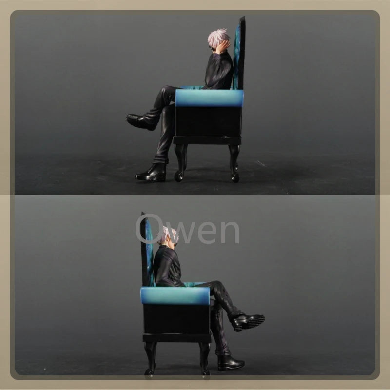 Anime 24cm Gojo Satoru Action Figures Jujutsu Kaisen Geto Suguru Figures Sitting Position PVC Decoration Mode Toys Birthday Gift