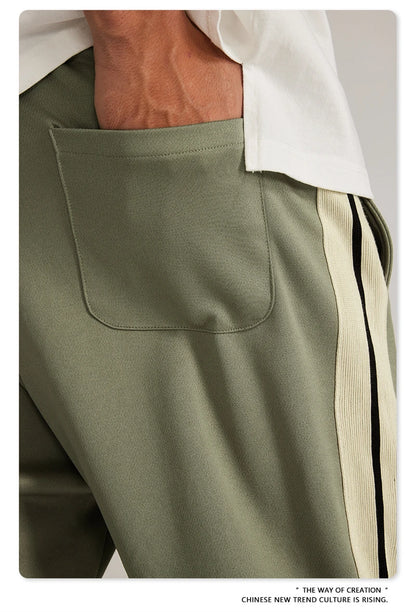 ZODF Spring Summer 275GSM Basic Side Webbing Trousers For Men Unisex American Retro Casual Sports Straight Pants HY0540