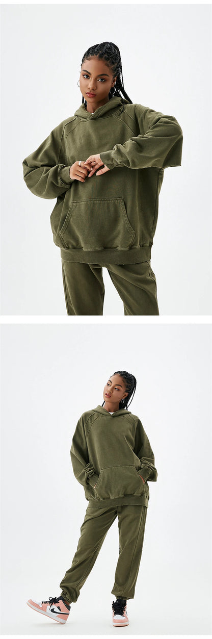 ZODF New Autumn Winter Batik Washed Cotton Sweatpants For Men Unisex Distressed Patchwork Loose 420gsm Sport Jogger Pants HY0724