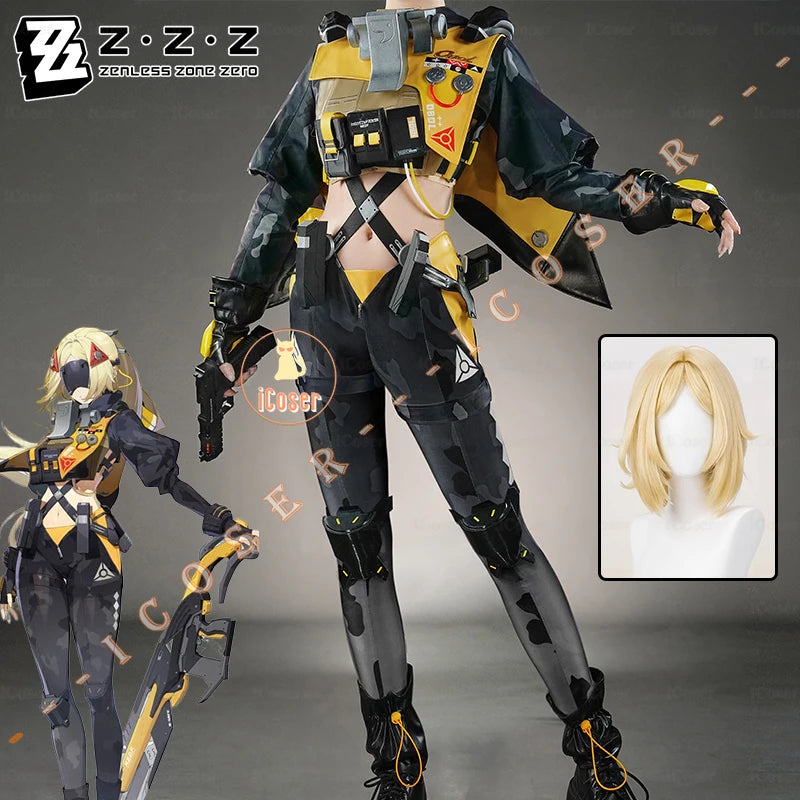Zenless Zone Zero Trigger Cosplay Costume Wig Uniform Hairpin Obol Squad Halloween Party for Women Girls Carnival Props iCoser