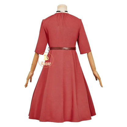 Anime Witch Watch Nico Wakatsuki Cosplay Costume Wig Red Dress Choker Outfit Halloween Party for Women Girls Carnival Props Cos