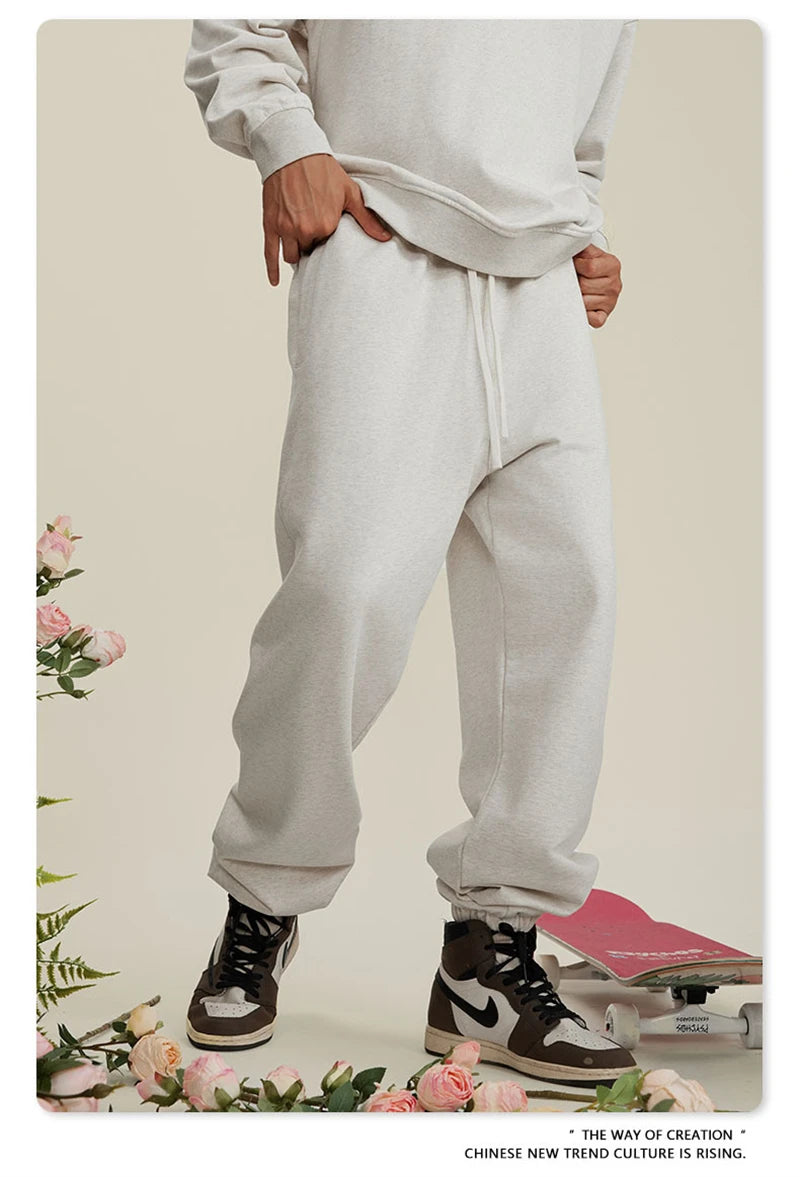 ZODF New Men Heavy Weight 440gsm Solid Sweatpants Unisex Loose Basic Casual Comfortable Sport Pants Joggers Streetwears HY0628