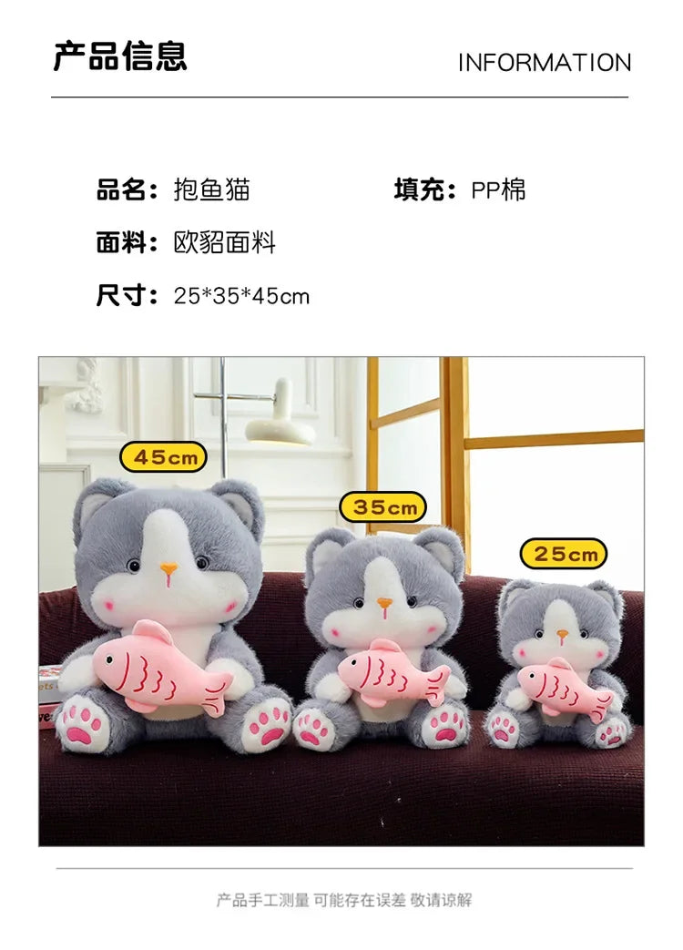 45cm Kawaii Stuffed Toys Lace Scarf Cat Plush Doll Fluffy Soft Cat Baby Doll Cute Cartoon Cat Stuffed Toy Home Decor Kid Gifts