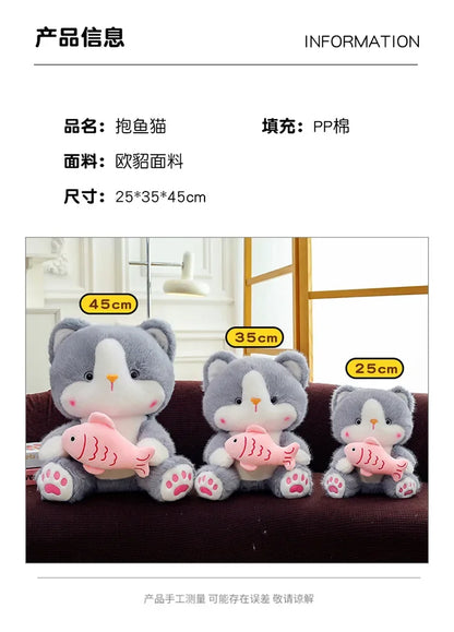 45cm Kawaii Stuffed Toys Lace Scarf Cat Plush Doll Fluffy Soft Cat Baby Doll Cute Cartoon Cat Stuffed Toy Home Decor Kid Gifts